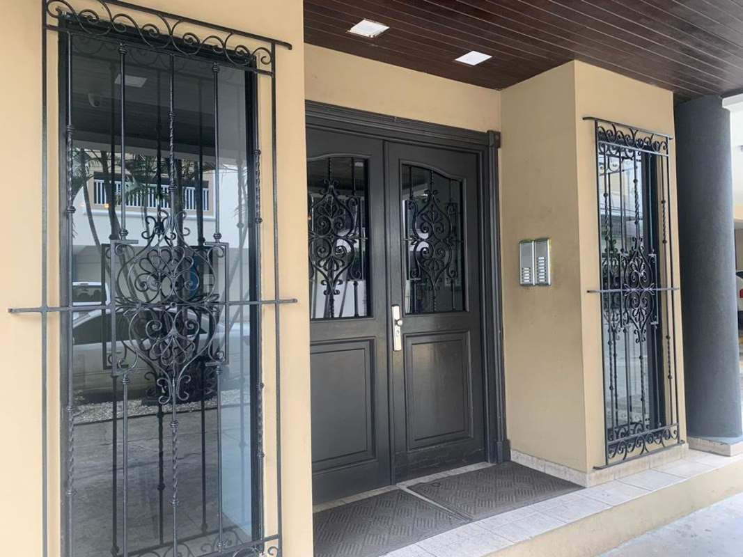 Secure entrance door with wrought iron PH La Concha Marbella Panama rental