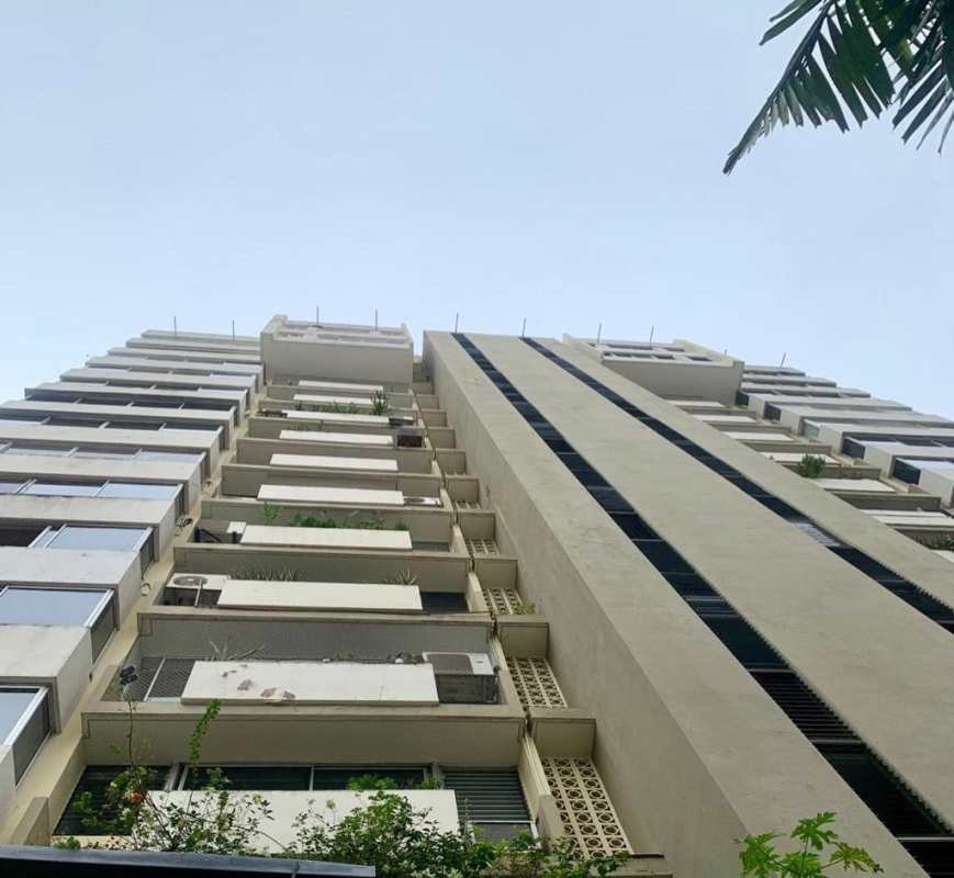 Facade of PH La Concha tower with balconies Marbella skyline Panama