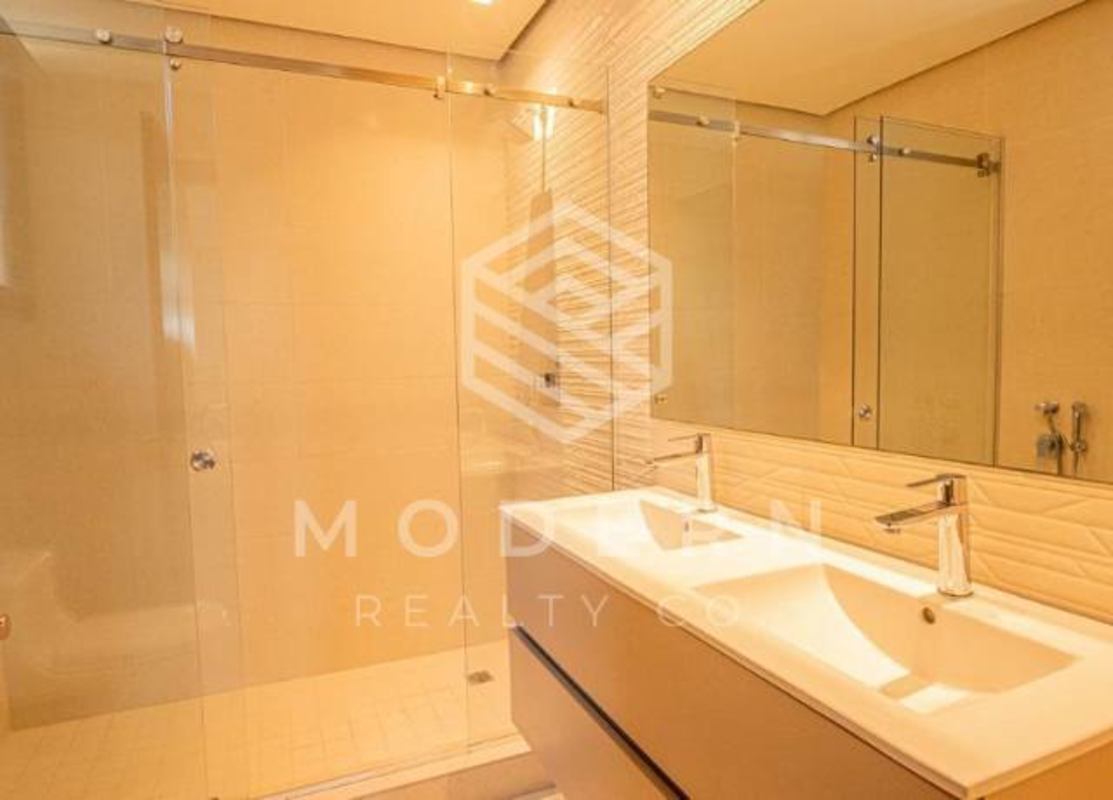 Powder room with modern fixtures and neutral tones in Santa Maria Panama