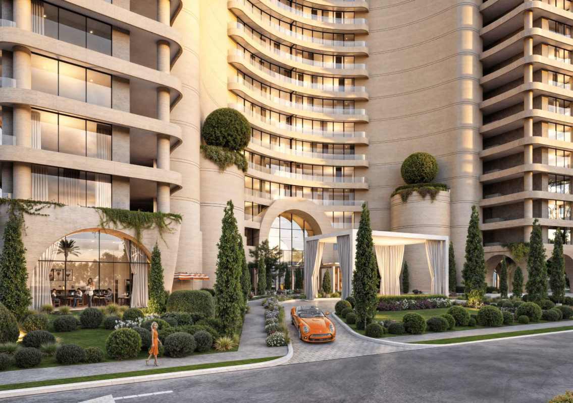 Luxury high-rise condominium PH Ocean Bay with curved balconies on oceanfront Amador Causeway Panama