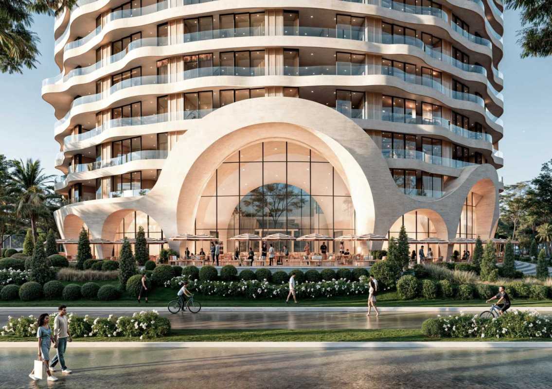 Curved balcony waterfront condo tower PH Ocean Bay at Amador Panama City