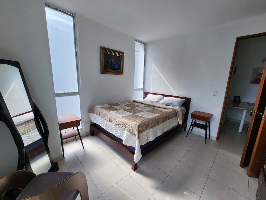 Contemporary bathroom with glass walk-in shower, marble vanity at PH Vista Marina Panama