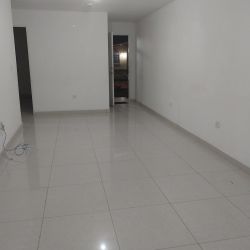 Contemporary bathroom with shower, pedestal sink and tile walls in Panama house for rent