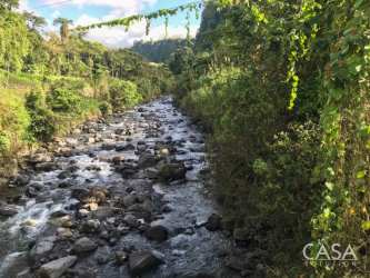 Crystal clear river with natural boulders and dense vegetation Boquerón land