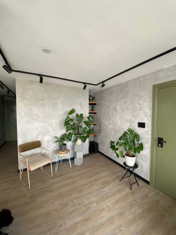 Minimalist design foyer with plants and concrete finish in PH Peach Tree Hato Pintado Panama