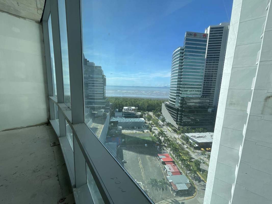 Raw commercial office with panoramic city and bay views floor-to-ceiling windows