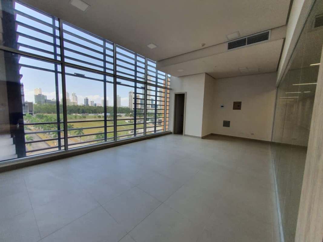 Modern empty office space with panoramic floor-to-ceiling windows in Town Center Costa del Este Panama City