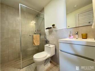 Master bedroom with large window ocean views split AC fully furnished Playa Caracol Punta Chame