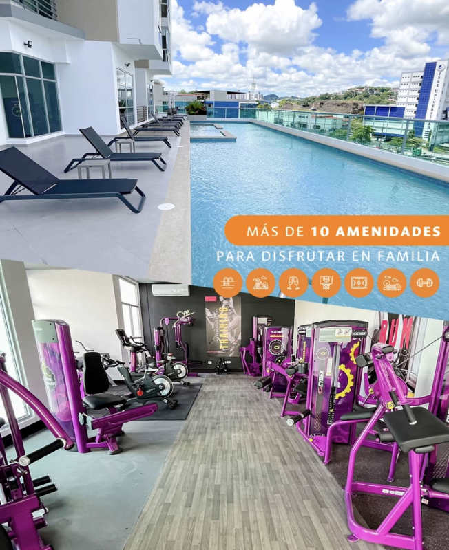 Modern kitchen with appliances granite countertops gas stove refrigerator PH City Gardens Panama City