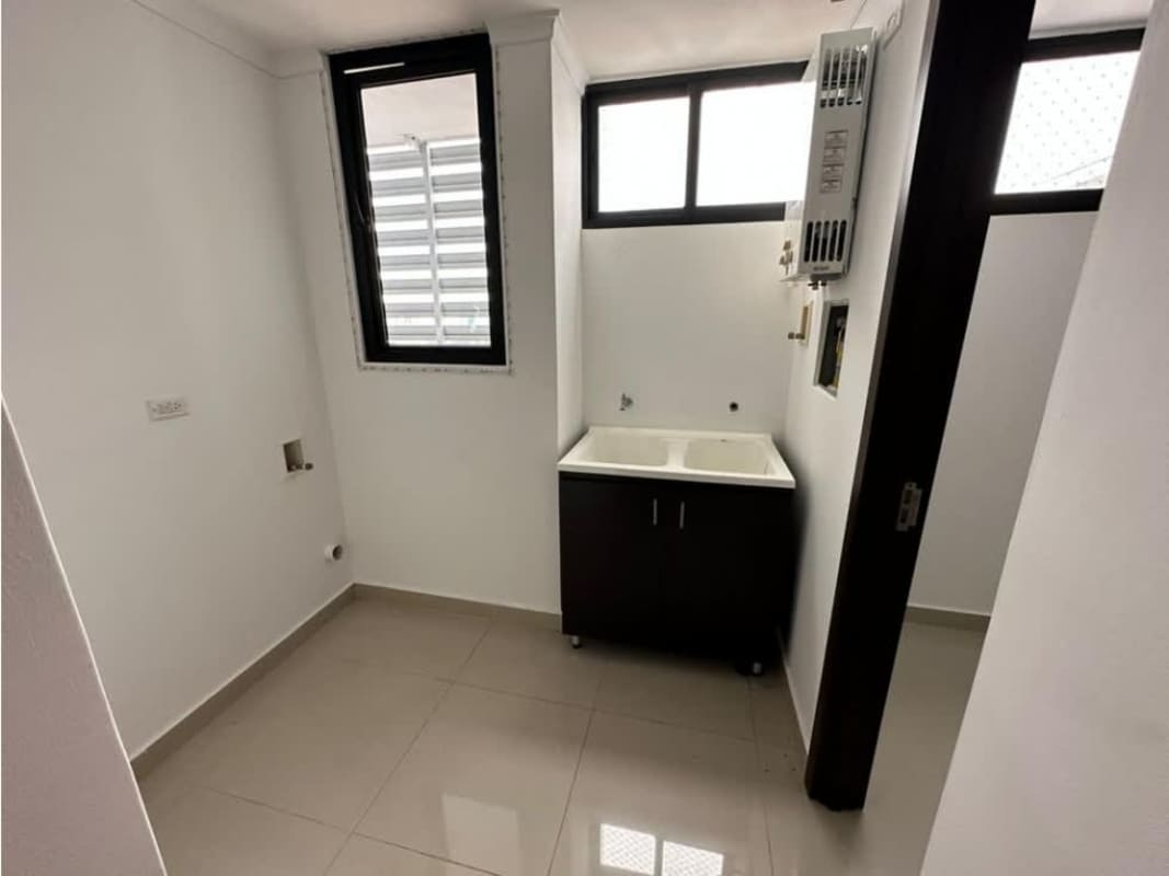 Stylish bathroom double vanity granite top glass shower enclosure PH Portofino Tower Panama