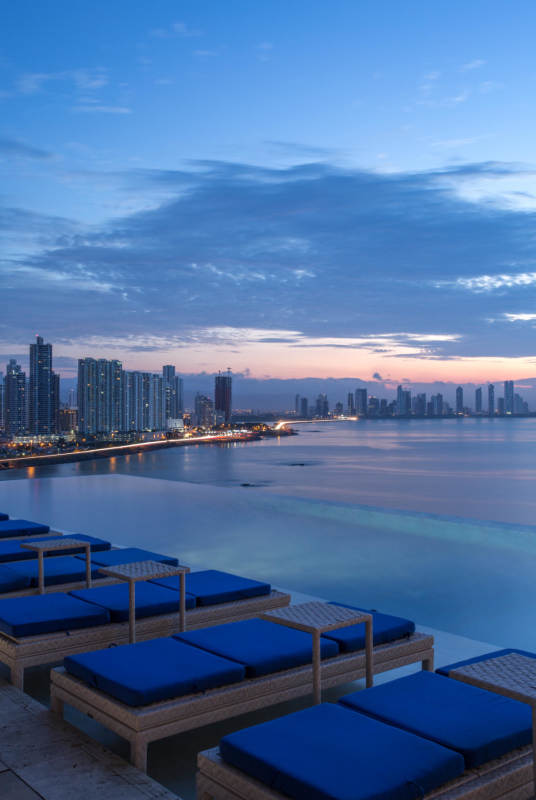 Rooftop infinity pool overlooking Panama City skyline JW Marriott Punta Pacífica