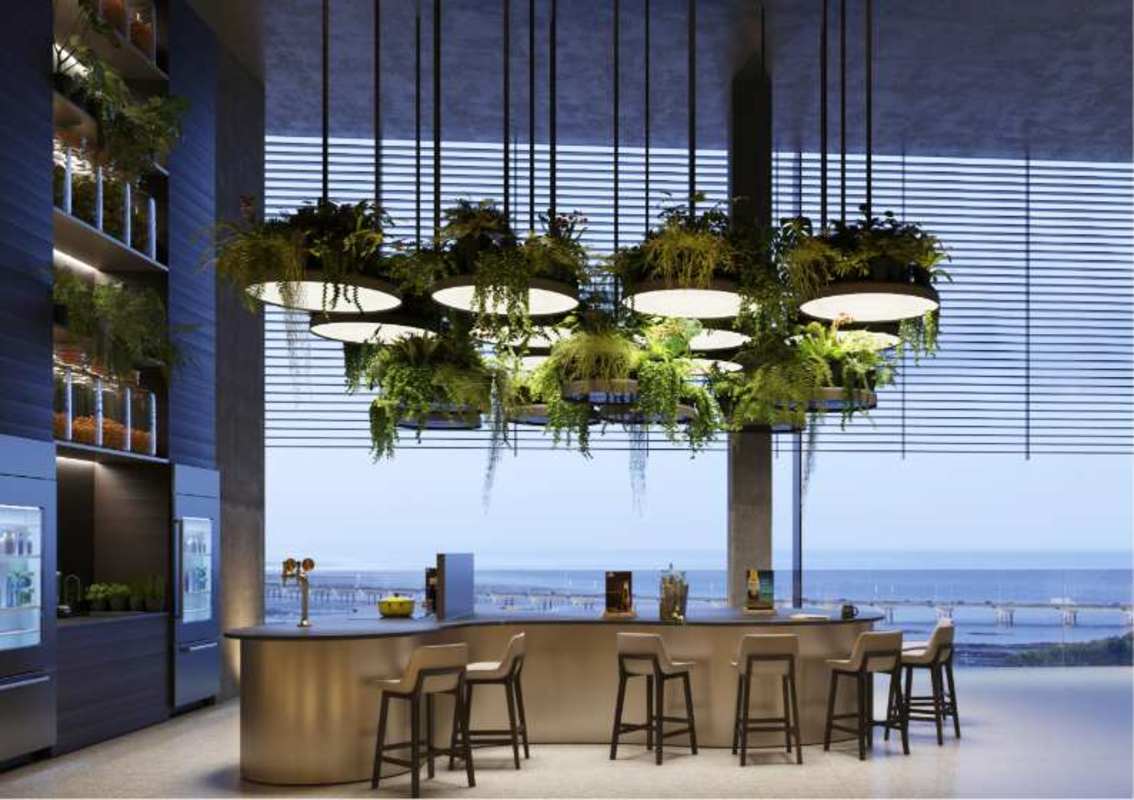 Contemporary bar lounge area with ocean views PH Urbana San Francisco Panama