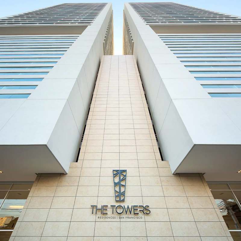 Modern second bathroom with glass shower, mosaic accent wall, contemporary finishes in PH The Towers Panama