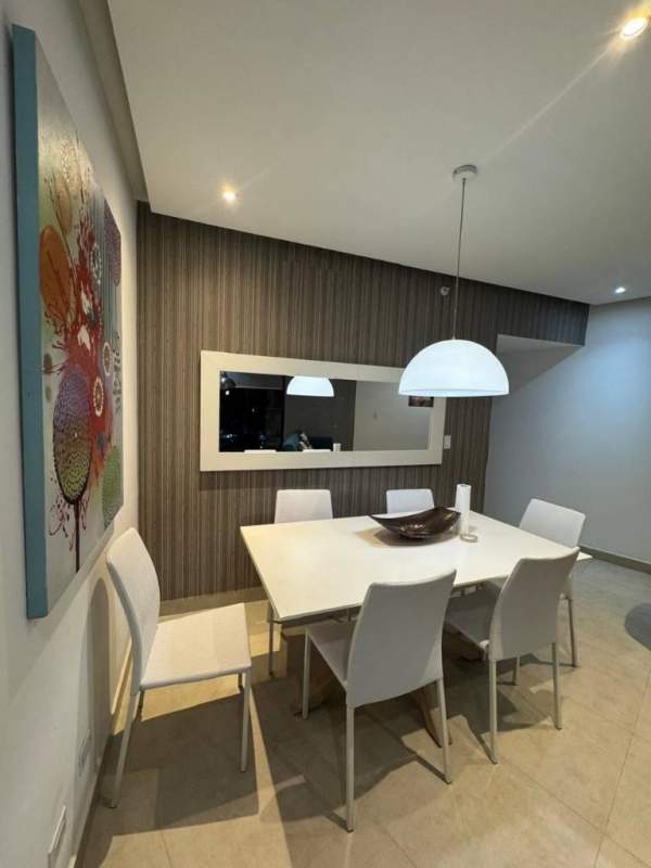 Minimalist bedroom with desk, AC, roller blinds, ceiling fan in PH Cranc Tower El Cangrejo Panama