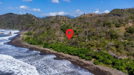 Dense tropical vegetation lot with ocean view near surf in Cambutal