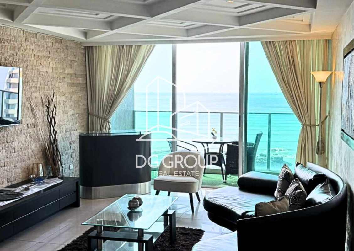 Bedroom with large windows ocean view Punta Paitilla Panama apartment rental