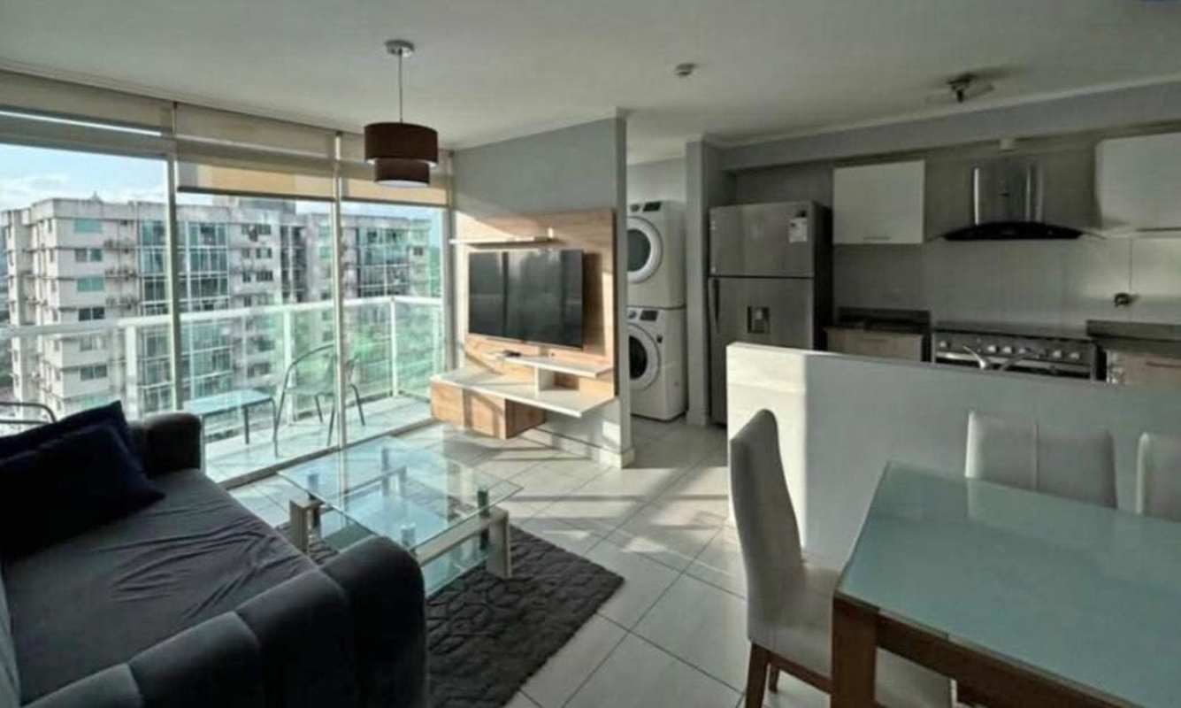 Fully equipped kitchen with granite countertops open to living room PH Metropolitan Park Carrasquilla Panama