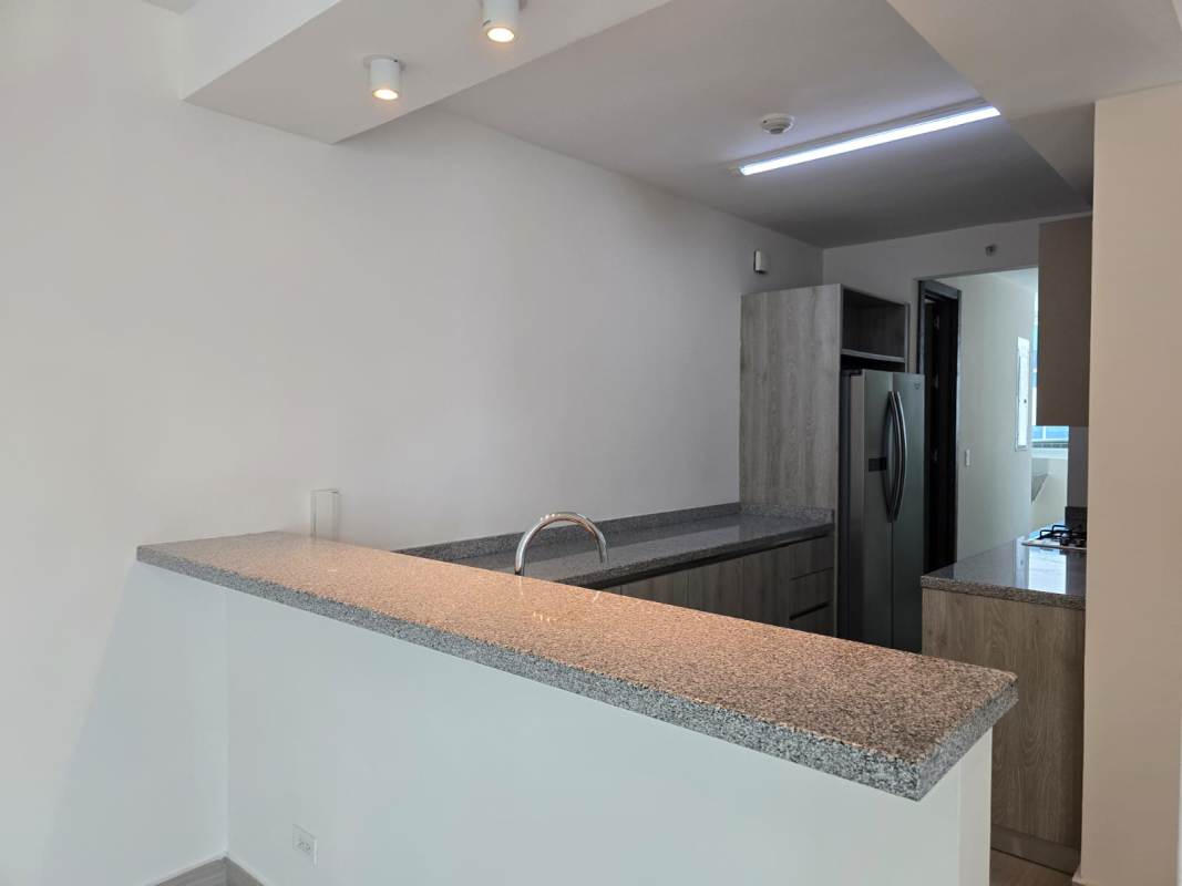 Open kitchen with granite countertops and stainless appliances at PH Asia Costa del Este