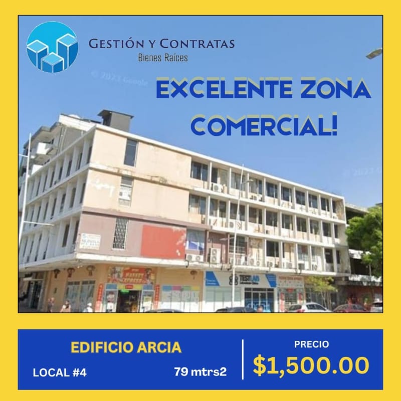 Commercial multi-story building Edificio Arcia with ground floor retail on Avenida Justo Arosemena Panama City