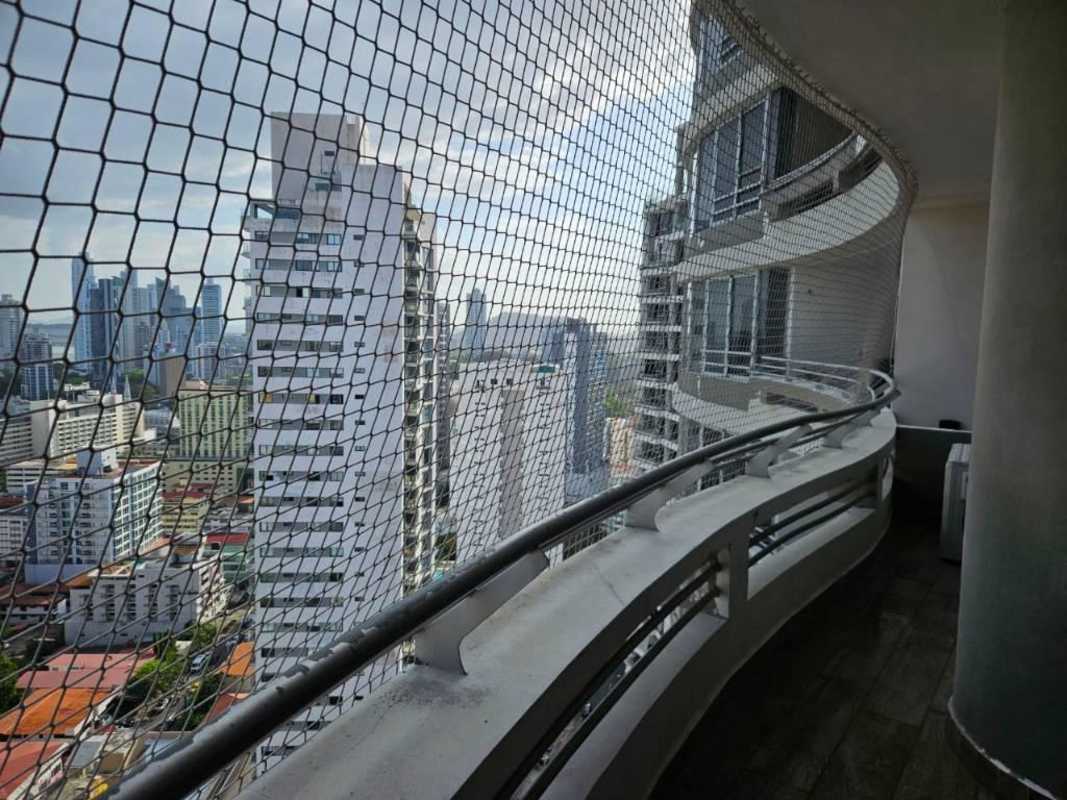 Night view illuminated high-rise Panama Luxor 300 tower El Cangrejo area