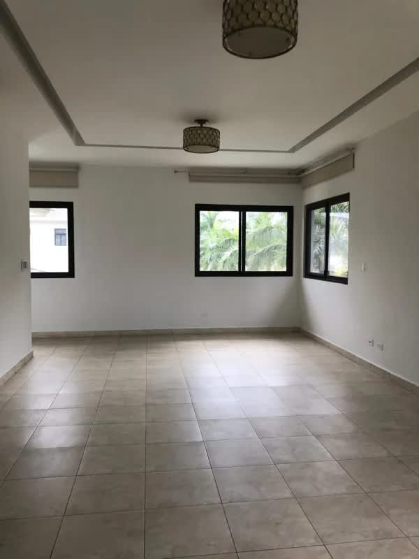 Spacious covered terrace beside private pool upscale home Costa del Este Panama