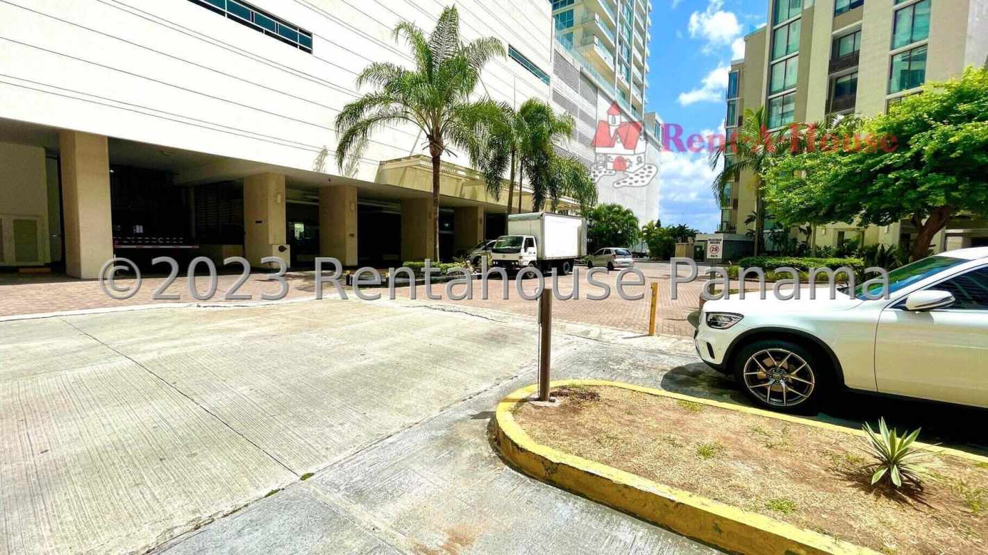 Modern bathroom with glass enclosed shower and stone vanity at PH Dupont Tower Punta Pacifica