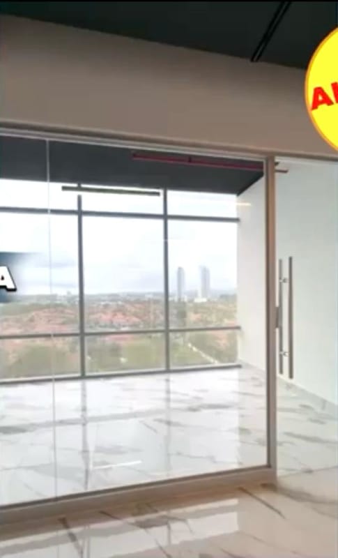 Finished office with tile floor and modern lighting at Time Square Costa del Este Panama