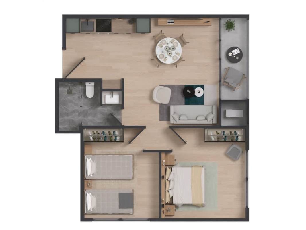 Modern luxury lobby with reception desk and designer lighting PH Moderna 360