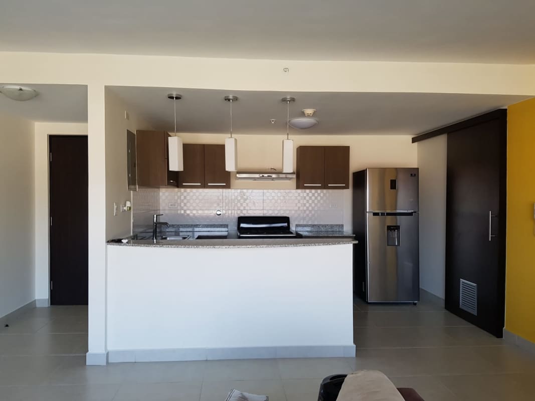 Outdoor swimming pool with sun deck, palm trees, and gardens PH Midrise Woodlands Panama