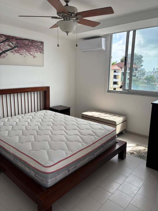 Spacious bedroom with AC unit closet and window in PH Las Terrazas Villa de las Fuentes Panama