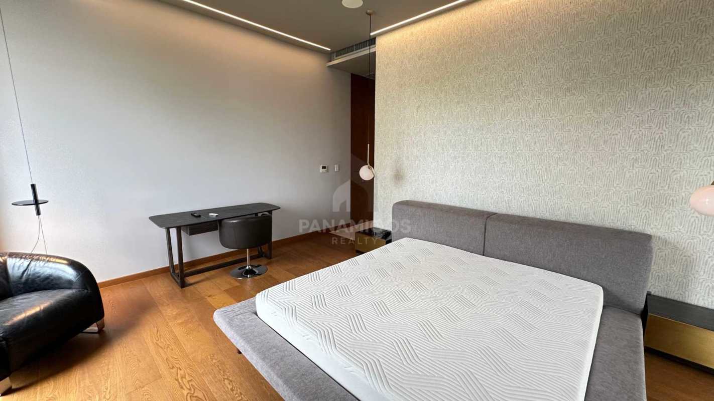 Private terrace overlooking marina and Panama skyline at Ocean Reef Islands apartment rental