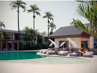 Aerial photo of beachfront condo complex with pools in Punta Chame Nueva Gorgona