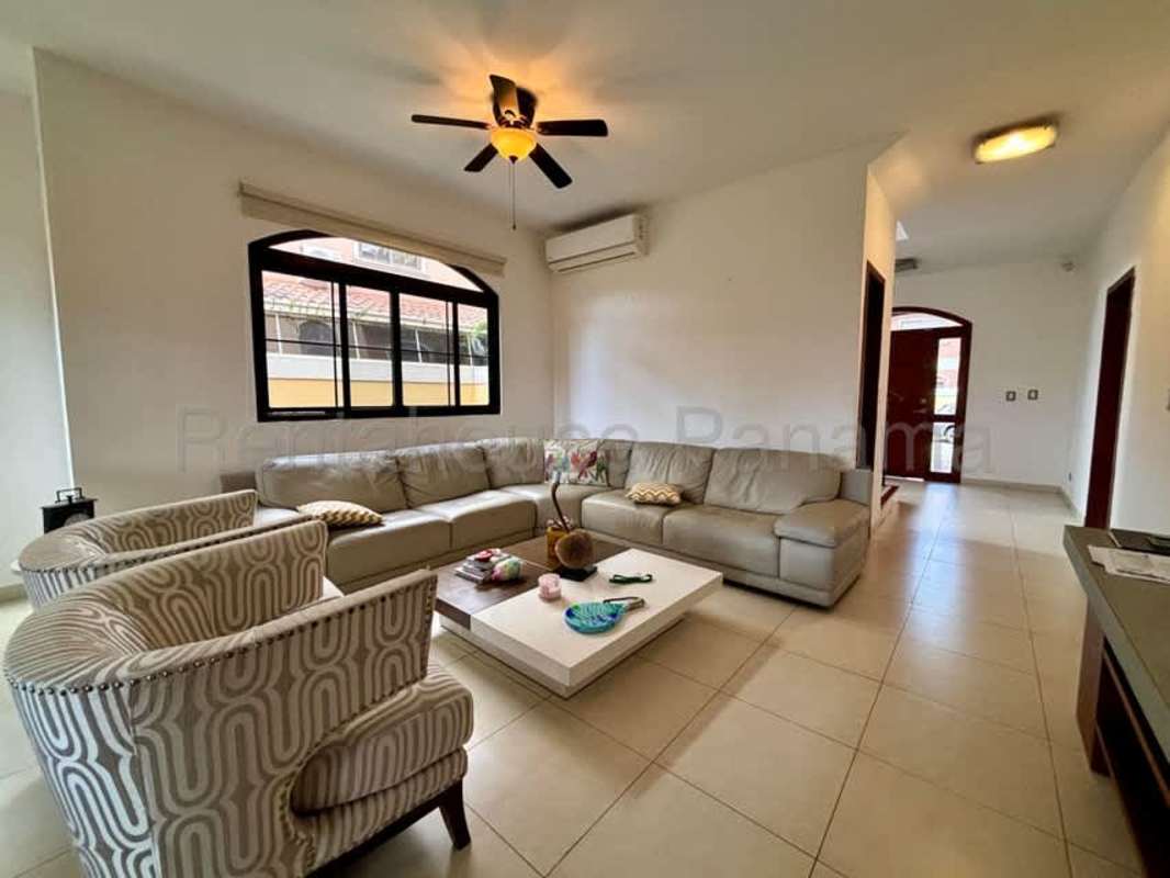 Dining room with garden views and ample space in luxury house at Costa Sur Panama