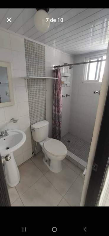 Bathroom with pedestal sink and walk-in shower Condado del Rey Panama