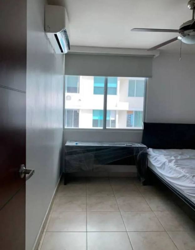 Private balcony with skyline city views in apartment at PH East Tower Panama