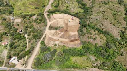 Aerial of coastal land parcels overlooking Pacific Ocean near Playa Venao Panama