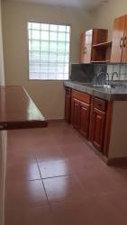 Minimalist apartment kitchen with pass-through counter and natural light in David