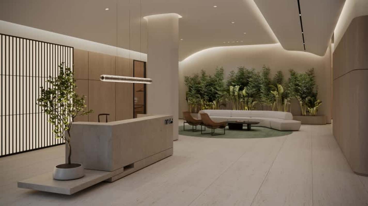 Modern bathroom with floating vanity and rain shower PH Sky Obarrio Panama