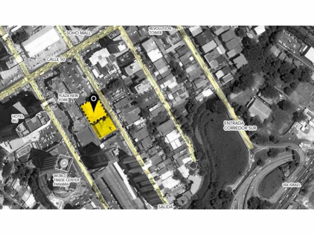 Aerial location map highlighting PH World Trade Center Panama in Marbella area