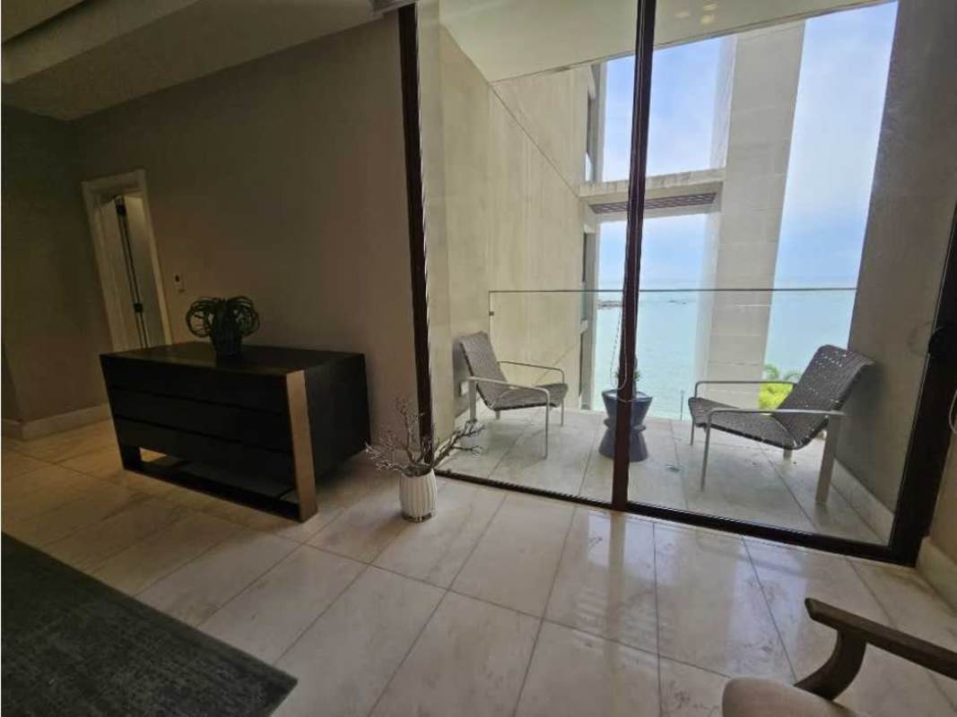 Contemporary kitchen with marble countertops, stainless appliances at The Residences Punta Pacífica