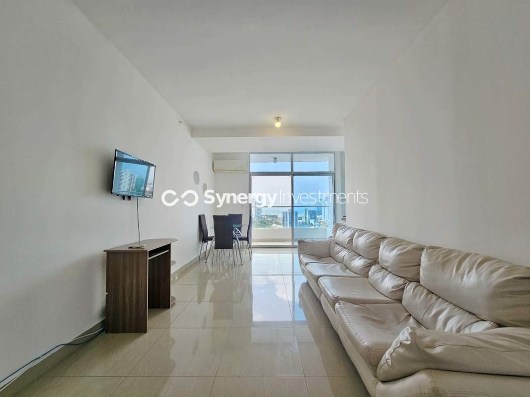 Dining area featured with large panoramic windows and city view PH El Carmen Plaza Panama City