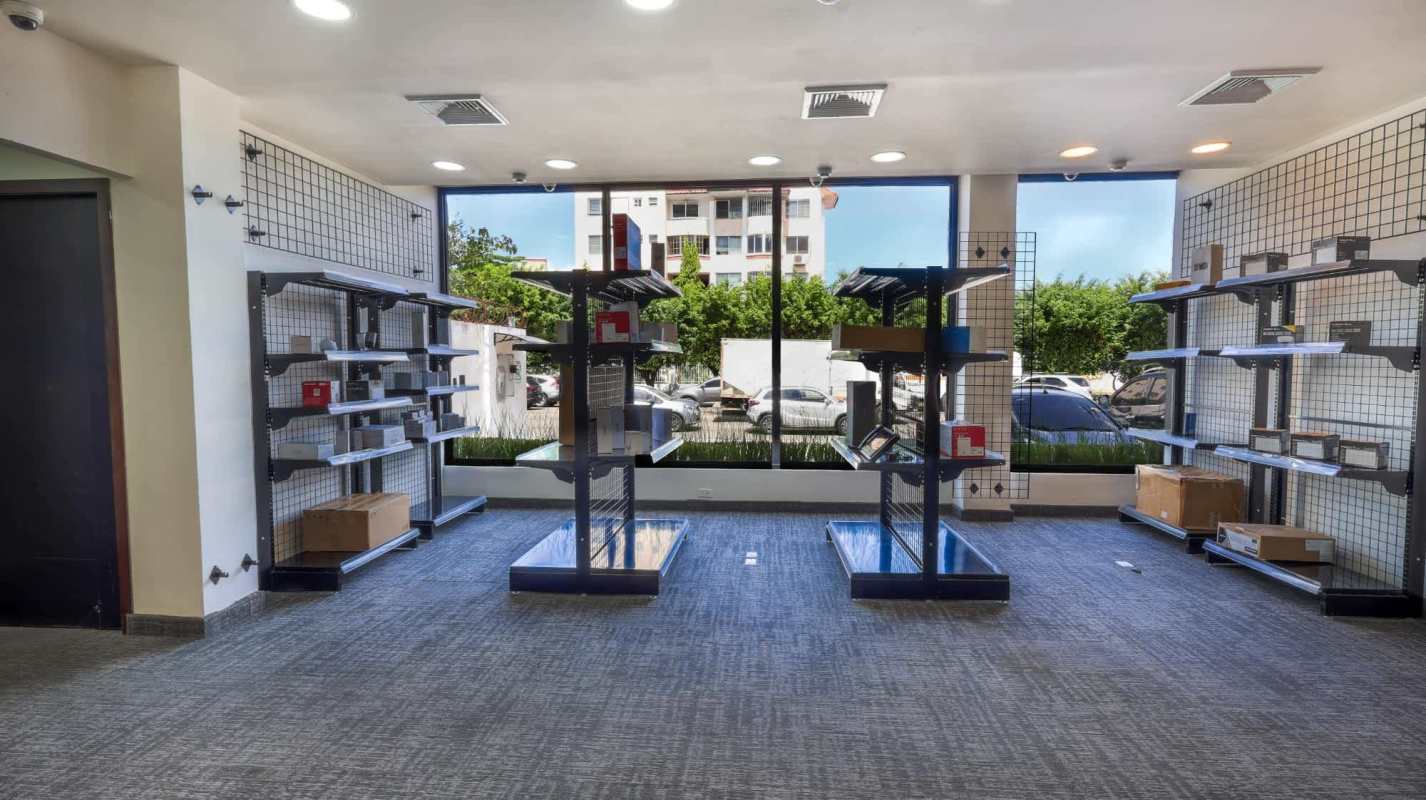 Commercial retail mail sorting room grid shelving large windows Costa del Este Panama