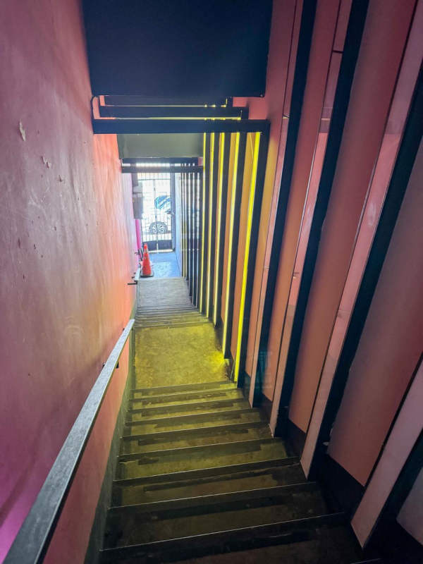 Industrial metal staircase access to commercial unit Casco Viejo Panama City