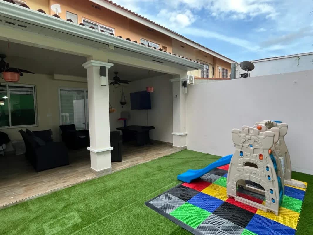 Open living dining room with tile floor house for sale Don Bosco Panama