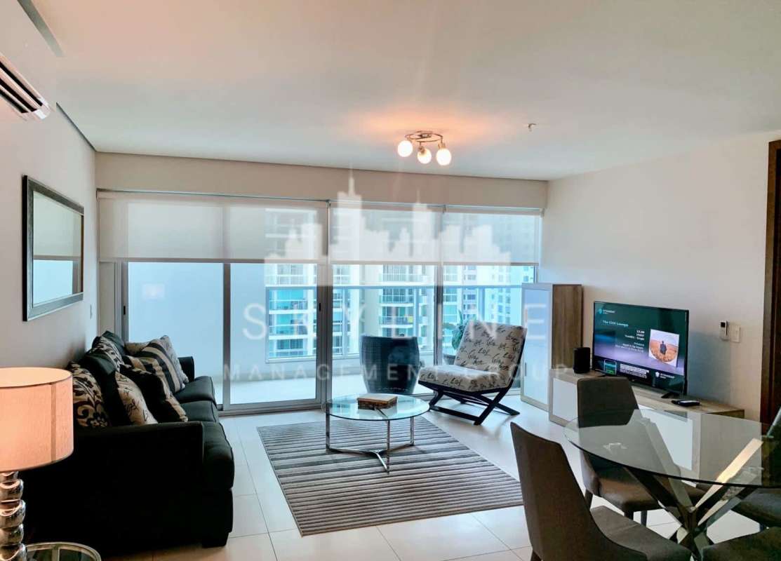 Modern bathroom with glass shower and stone vanity in PH The Regent Costa del Este Panama