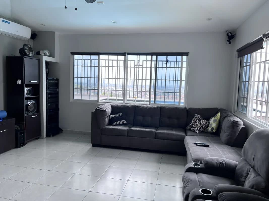 Spacious family den upper floor Villa Lucre house with windows bright space Panama