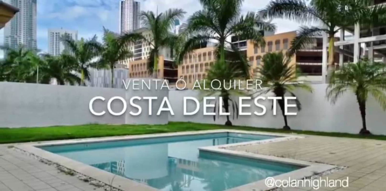 Private swimming pool with palm trees and garden Costa del Este Panama luxury rental