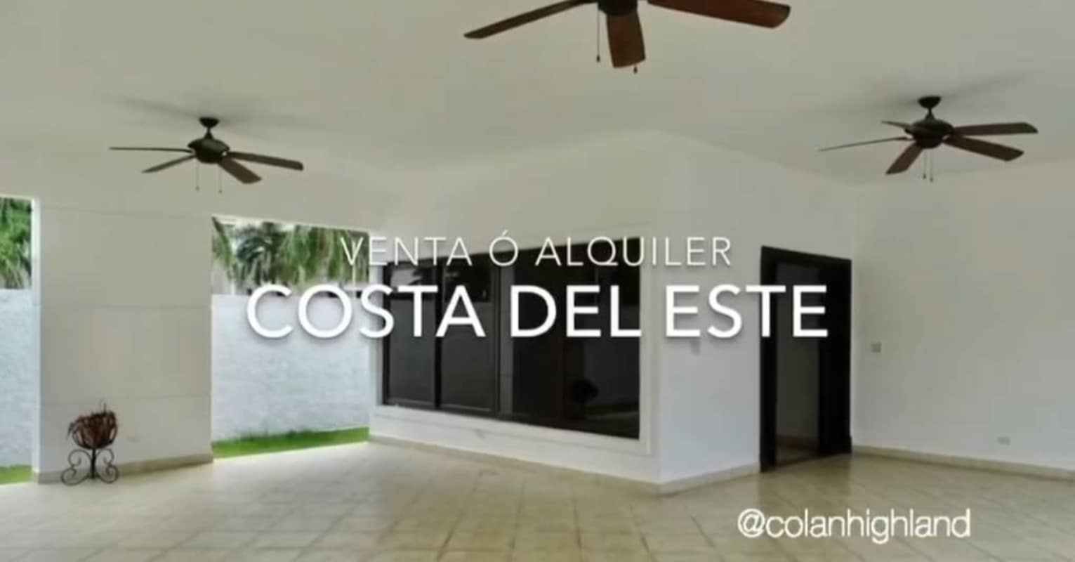 Bright family room with garden view in Costa del Este Panama luxury rental