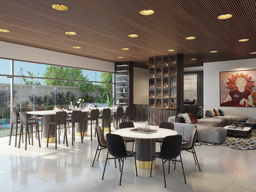 Gourmet kitchen with marble countertops and island in Santa Maria Golf & Country Club apartment Panama