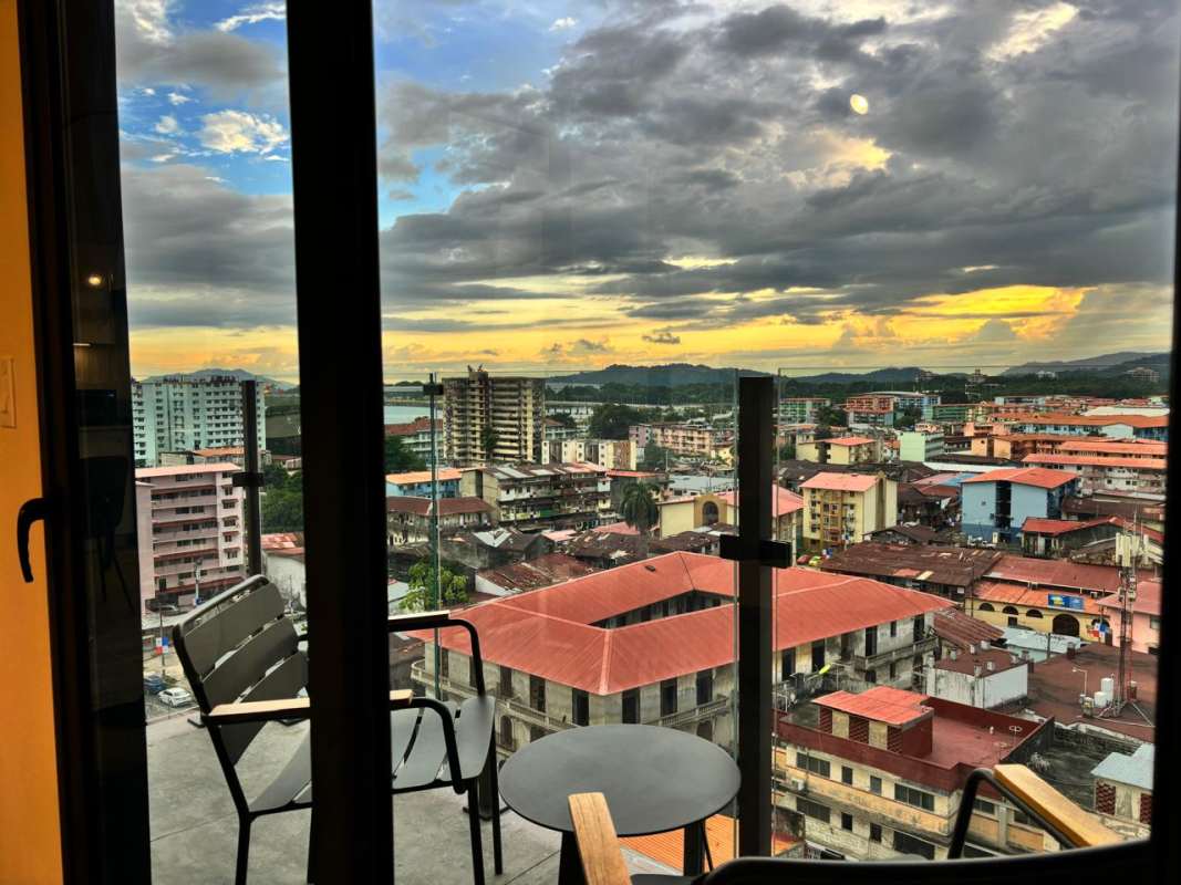 Balcony with sunset cityscape and bay views PH Casco View Casco Viejo Panama